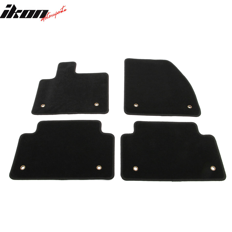 IKON MOTORSPORTS, Nylon Car Floor Mats Compatible with 2020-2025 Land Rover Rover Range Evoque, OE Fitment Style Black Driver Passenger Car Carpets, Front Rear 4PCS Full Set