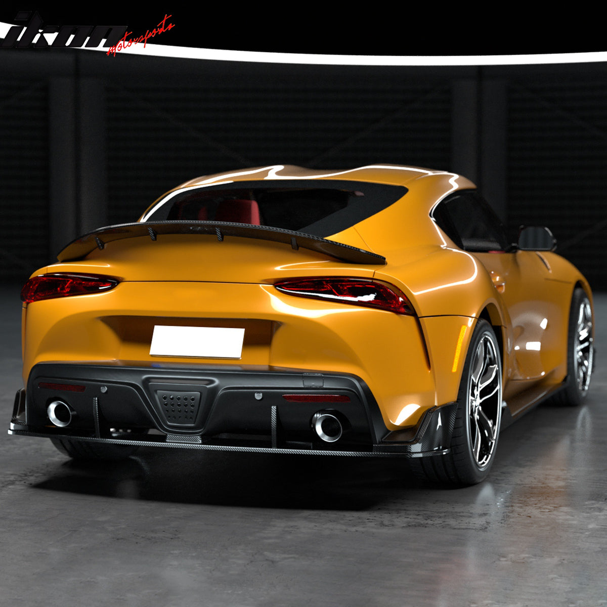 IKON MOTORSPORTS Rear Bumper Lip, Compatible with 2020-2026 Toyota GR Supra A90 A91, MZ Spped Style Gloss Carbon Fiber Rear Lower Spoiler Air Dam Chin Valance Splitter 5PCS