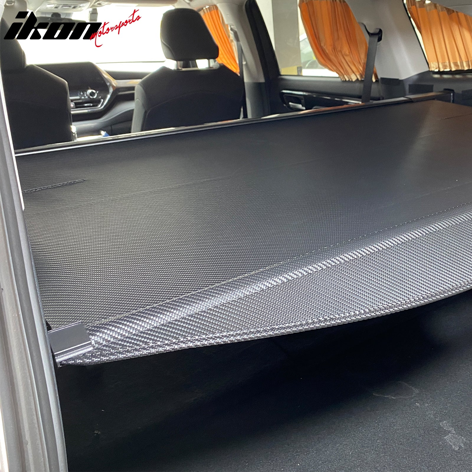 For 20-25 Highlander Trunk Mat + Backrest Mat + Carbon Fiber Texture Cargo Cover