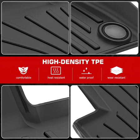 IKON MOTORSPORTS 3D TPE Floor Mats, Compatible with 2020 Volvo V60 PHEV/2021-2025 V60 Recharge/2019-2025 Volvo S60 PHEV, All Weather Waterproof Liners, Front & 2nd Row Interior Accessories, Black