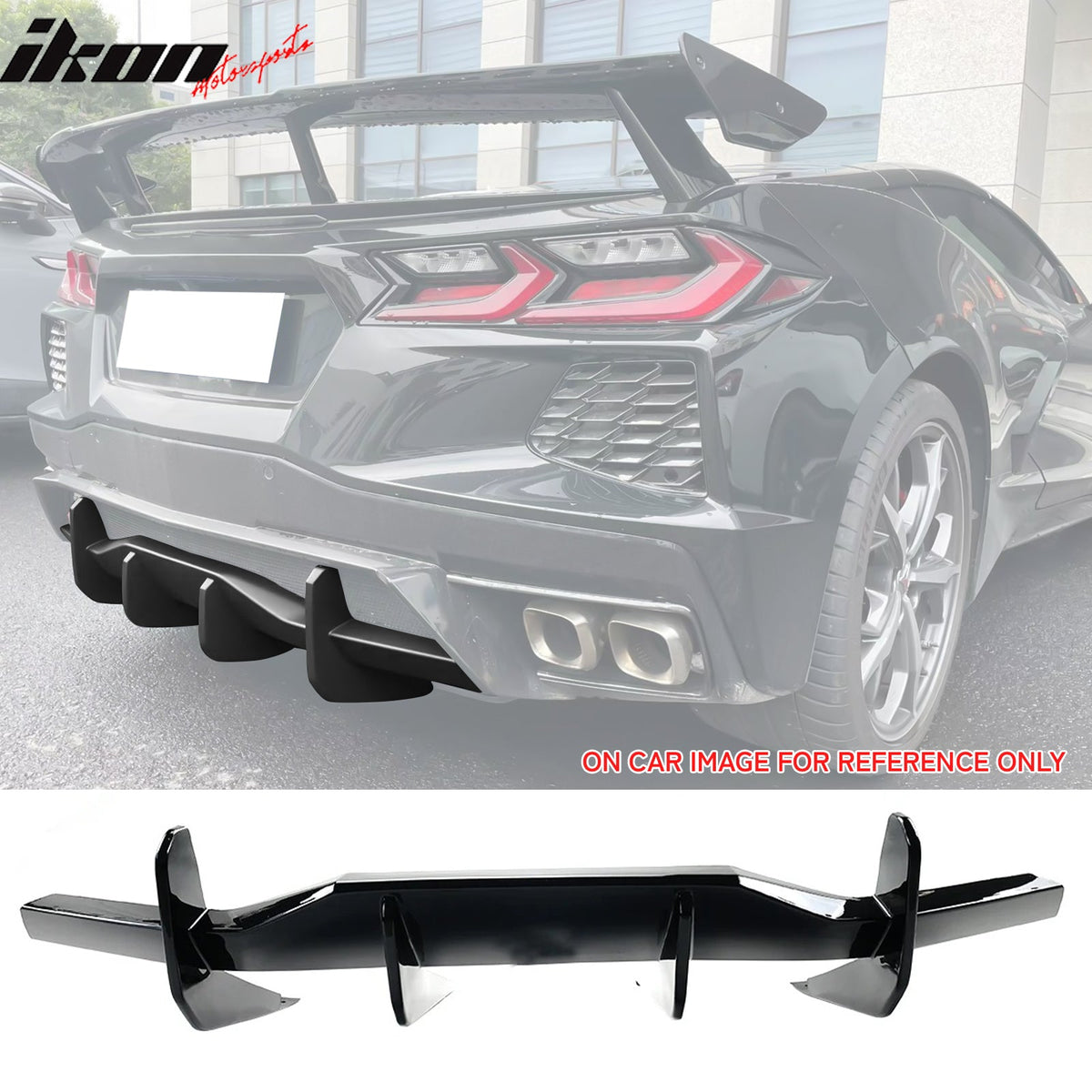 2020 - 2025 Chevy Corvette C8 Gloss Black Rear Bumper Diffuser ABSIkon Motorsports