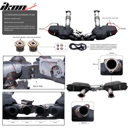 Fits 20-25 Chevy Corvette C8 Z51 Z06 OE Black Rear Muffler W/ Quad Exhaust Tips