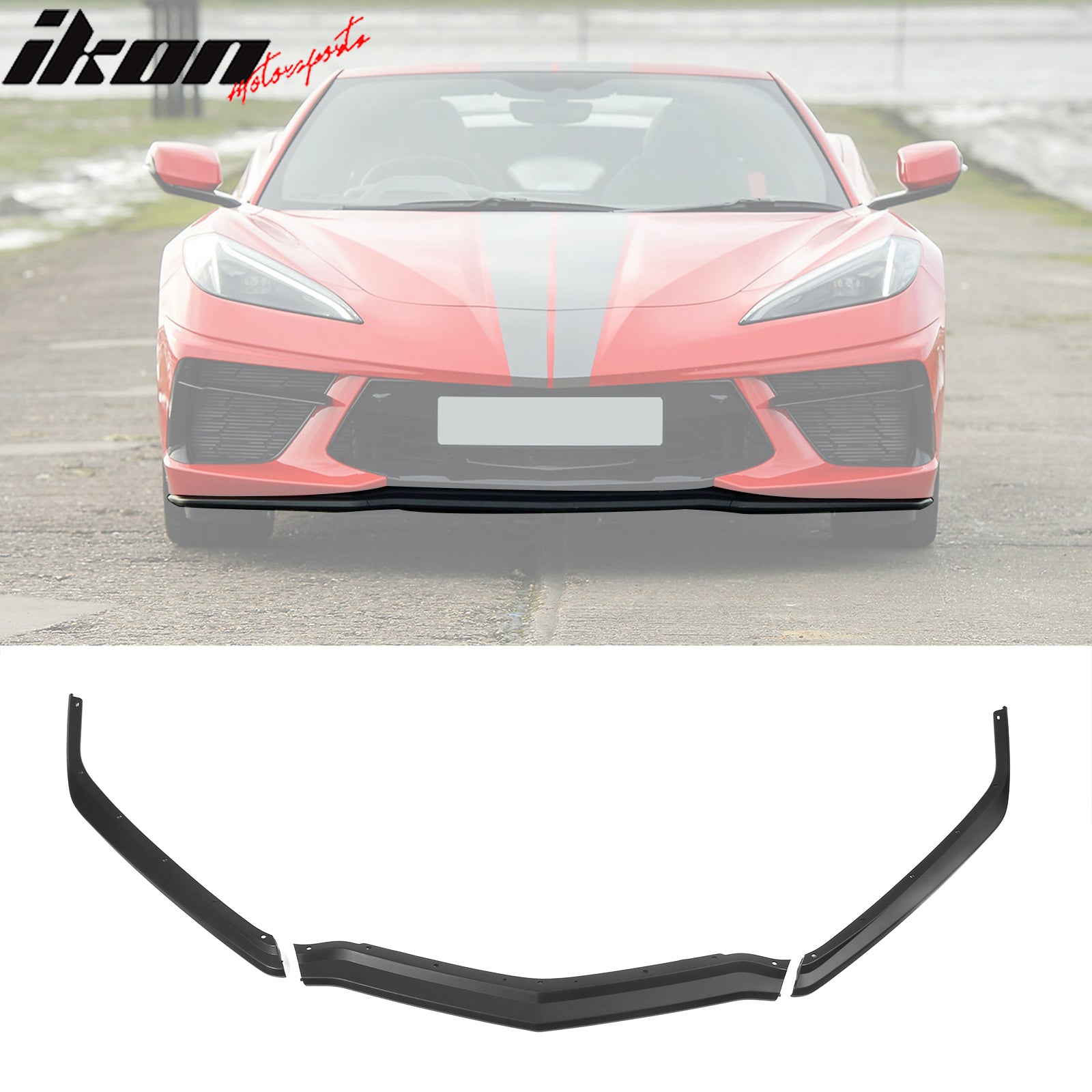 Fits 20-26 Chevrolet Corvette C8 Z51 Style Texture Black 3PC Front