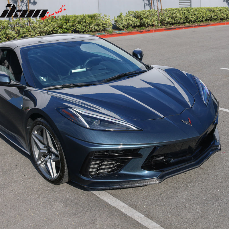 For Corvette C8 Z51 ST 20-25 Front Bumper Lip Splitter Winglet Carbon Look Blk For Corvette C8 Z51 ST 20-25 Front Bumper Lip Splitter Winglet Carbon Look Blk