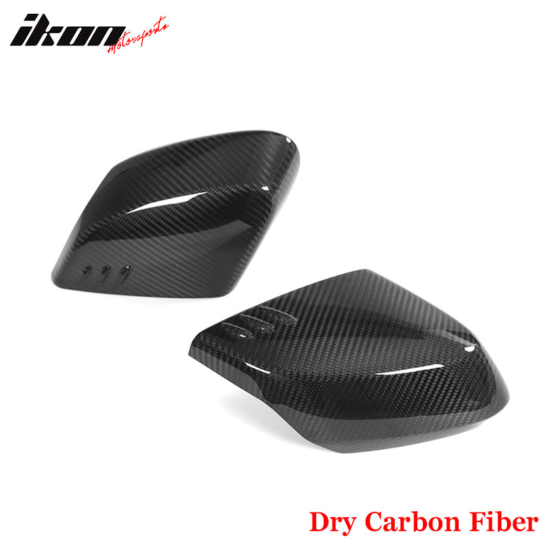 IKON MOTORSPORTS, Dry Carbon Fiber Mirror Covers Compatible With 2020-2025 Chevrolet Corvette C8, IKON Style Gloss Black Left Right Rear View Side Mirror Cover Cap Trim 2PCS, 2021 2022