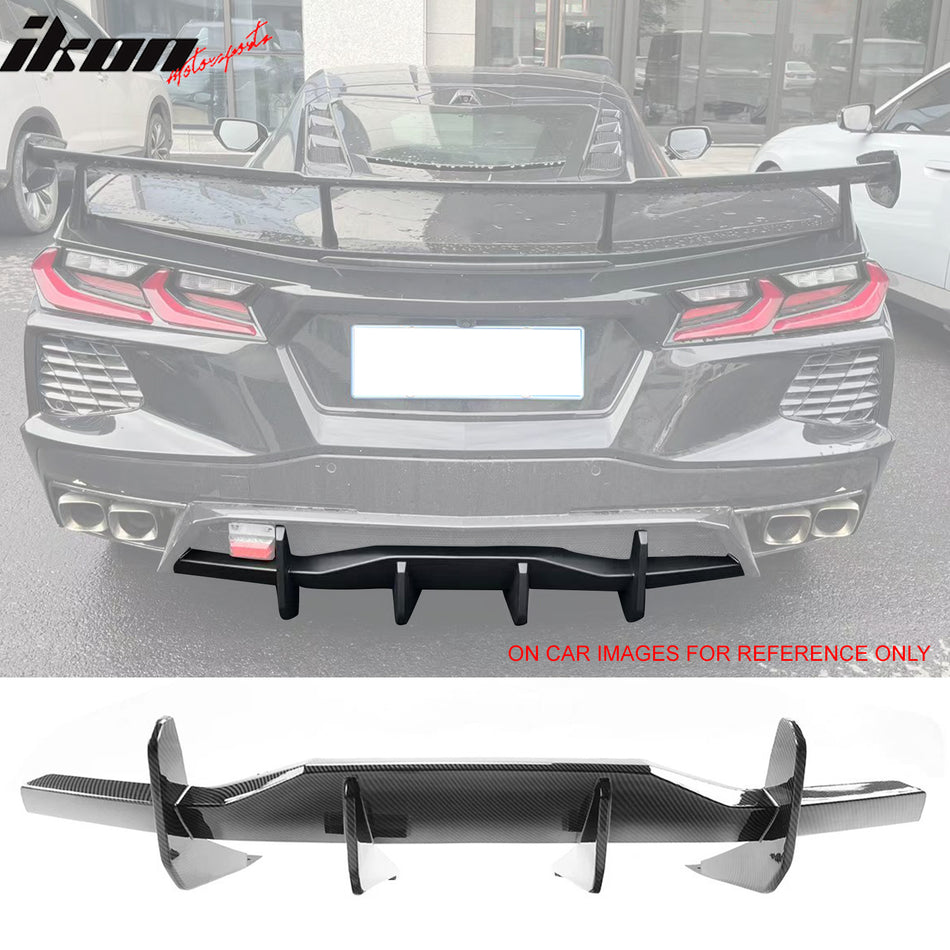 2020-2025 Chevy Corvette Carbon Fiber Print Rear Bumper Diffuser ABS