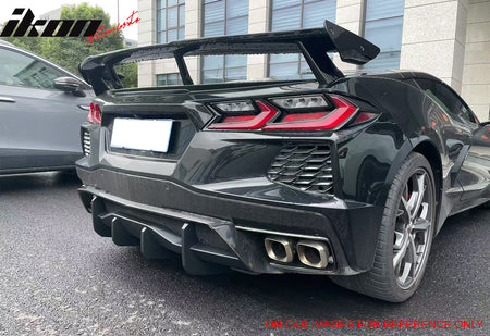 Fits 20-25 Chevy Corvette C8 Rear Bumper Diffuser Fin Lip Carbon Fiber Print ABS