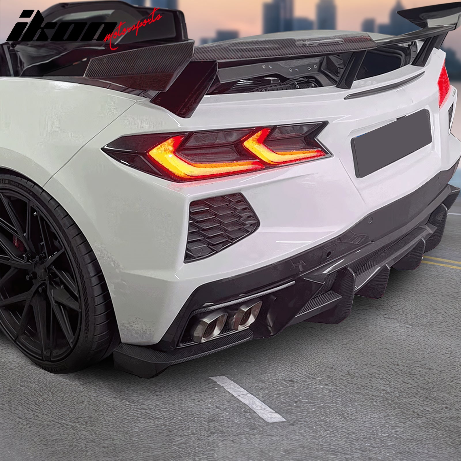 Fits 20-25 Chevy Corvette Stingray Rear Bumper Lip Diffuser Aprons Carbon Fiber