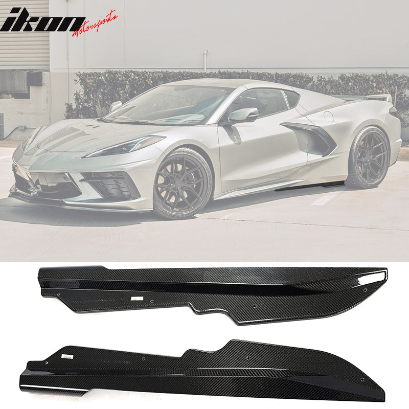 2020-2025 Chevy Corvette C8 IKON Style Carbon Fiber CF Side Skirts 2PC