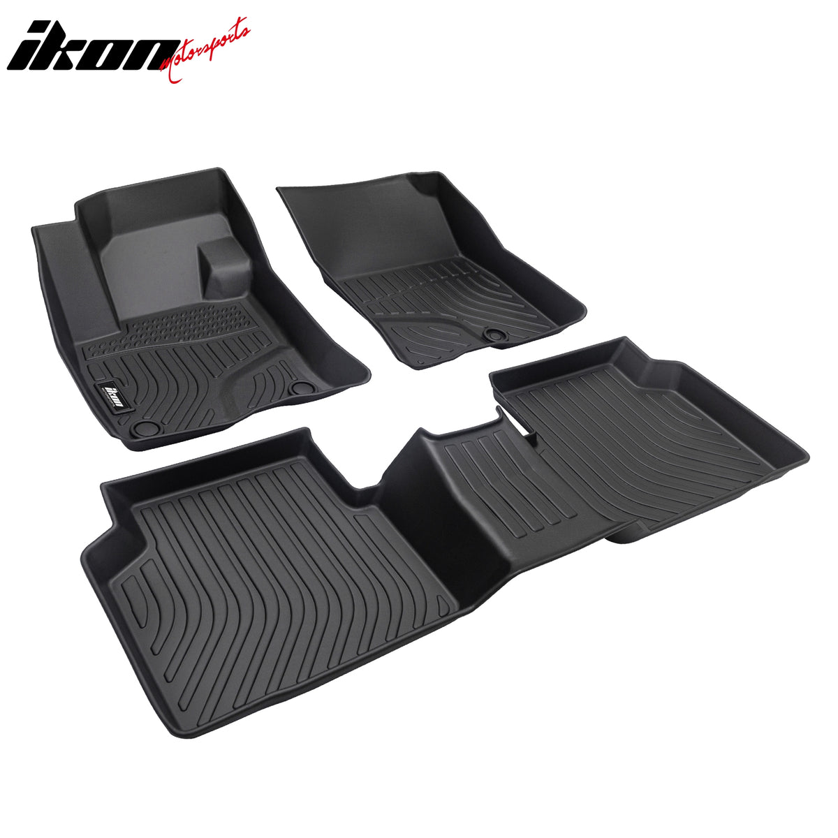 IKON MOTORSPORTS 3D TPE Floor Mats, Compatible with 2020-2025 Ford Escape, All Weather Waterproof Anti-Slip Liners, Front & 2nd Row Full Set Car Accessories, Black