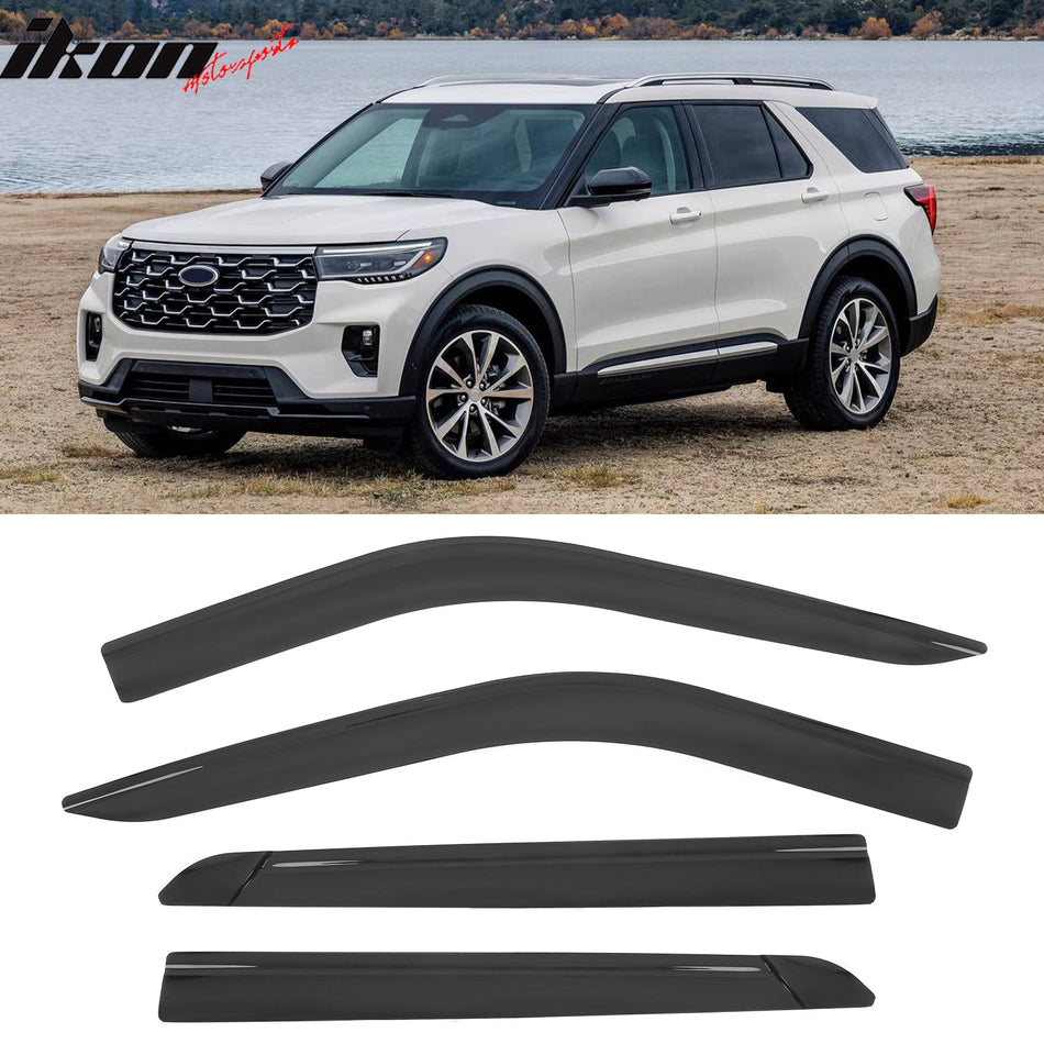 2020-2025 Ford Explorer Low Profile Style Tape-On Smoke Window Visors