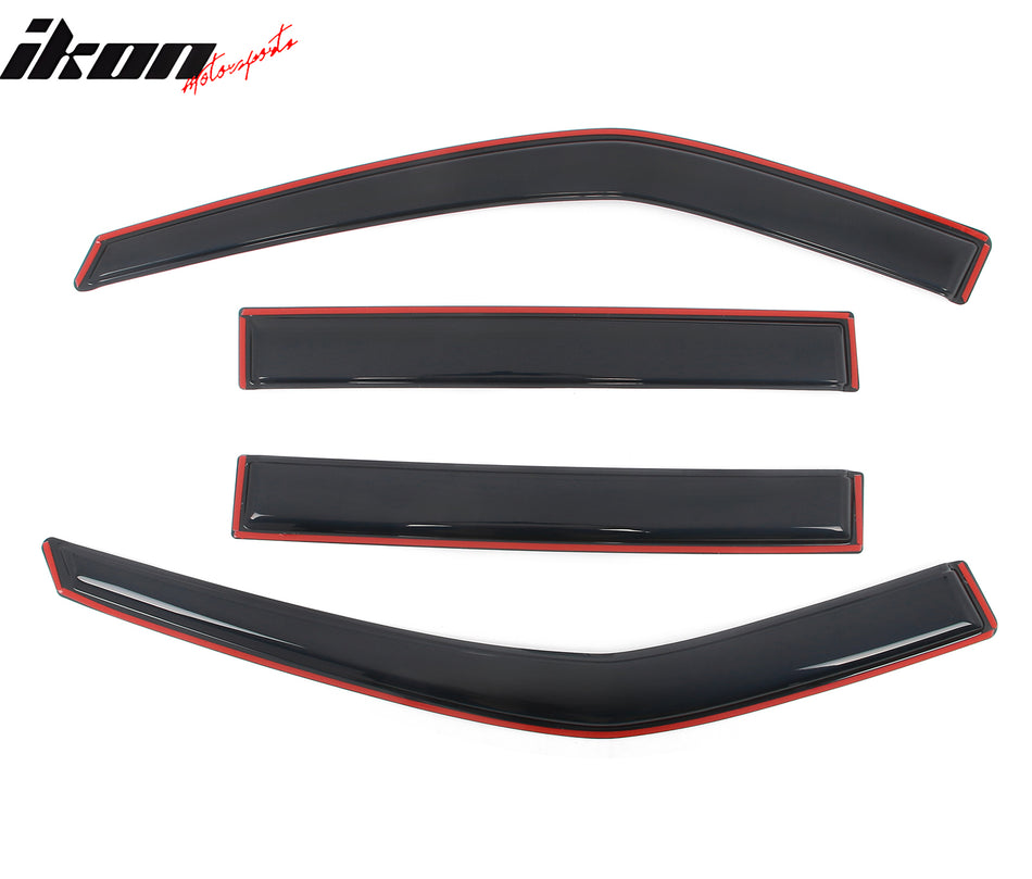 IKON MOTORSPORTS In Channel Window Visors Compatible with 2020-2025 Ford Explorer, Slim Style Acrylic Smoke Rain Guards, Side Window Wind Deflectors 4PCS