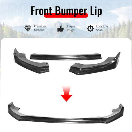 Fits 23-25 Kia Soul IKCS Style 3PCS Front Bumper Lip Lower Spoiler Unpainted PU