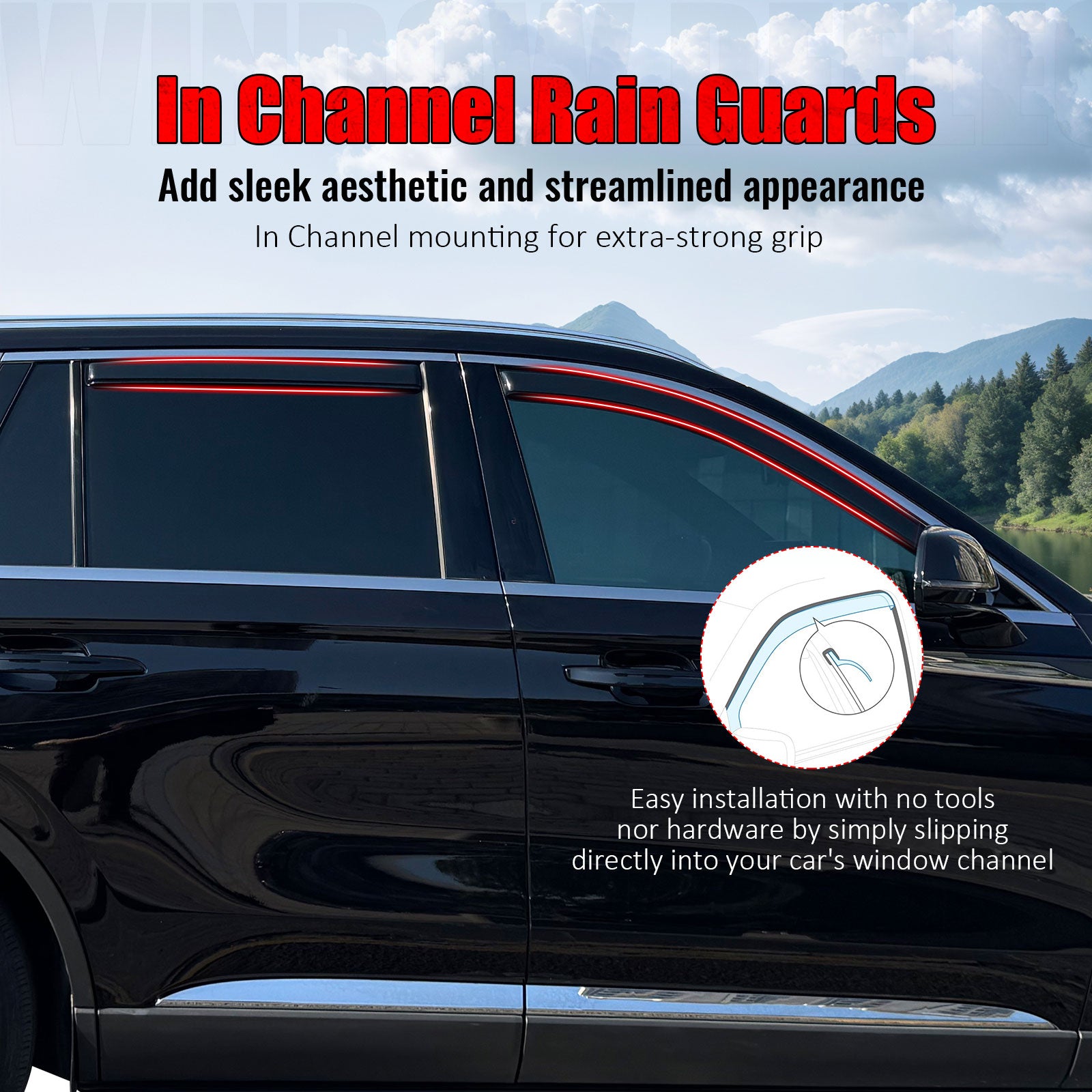 Fits 20-25 Lincoln Aviator Window Visors In Channel Sun Rain Guard Deflector 4PC