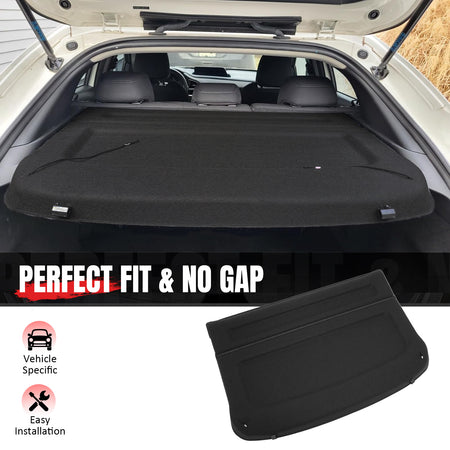 IKON MOTORSPORTS, Rear Non Retractable Cargo Cover Compatible with 2020-2025 Mazda CX-30 CX30, Reinforced Mold Plastic with Felt Lining Trunk Security Luggage Shield Shade, Black