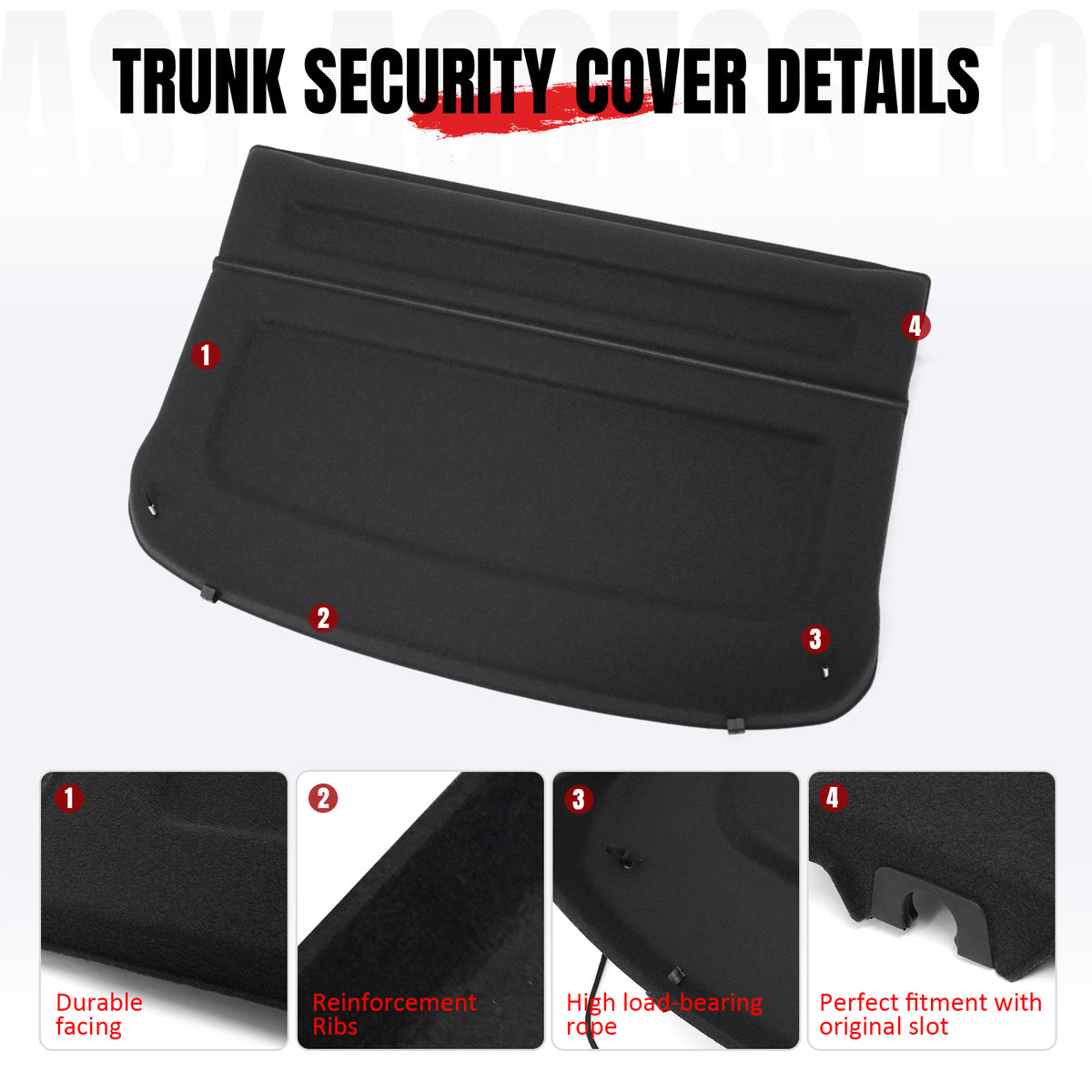 Fits 20-25 Mazda CX-30 Non-Retractable Cargo Cover Rear Trunk Privacy Shield