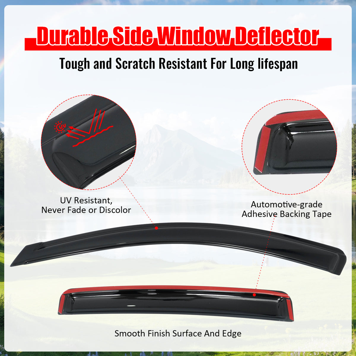 Fits 20-25 Nissan Sentra 4PCS Window Visors Smoke Acrylic Side Rain Deflectors