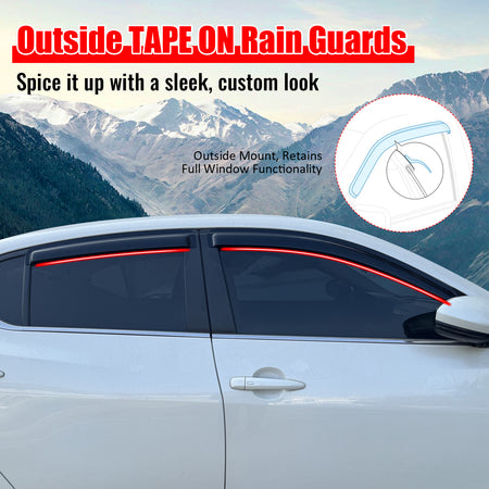 Fits 20-25 Nissan Sentra 4PCS Window Visors Smoke Acrylic Side Rain Deflectors