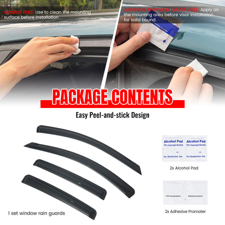 Fits 20-25 Nissan Sentra 4PCS Window Visors Smoke Acrylic Side Rain Deflectors