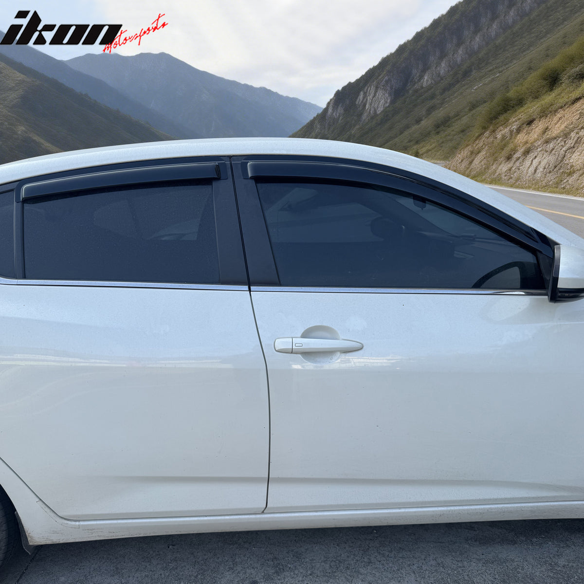 Fits 20-25 Nissan Sentra 4PCS Window Visors Smoke Acrylic Side Rain Deflectors