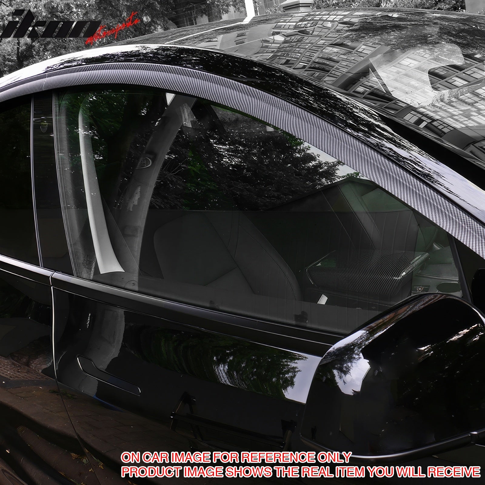 Fits 20-25 Tesla Model Y ABS Tape-on Window Visor Sun Rain Guard 4PCS - Chrome