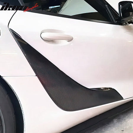 IKON MOTORSPORTS, Dry Carbon Fiber Side Fender Vent Door Garnish Compatible with 2020-2025 Toyota GR Supra A90 A91, Gloss Side Blades Door Air Vent Cover Trim 2PCS