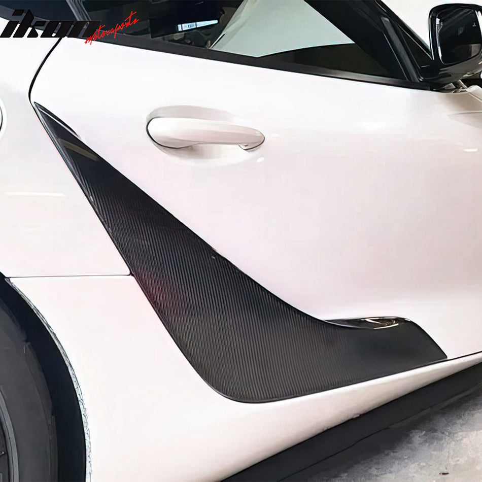 IKON MOTORSPORTS, Dry Carbon Fiber Side Fender Vent Door Garnish Compatible with 2020-2025 Toyota GR Supra A90 A91, Gloss Side Blades Door Air Vent Cover Trim 2PCS