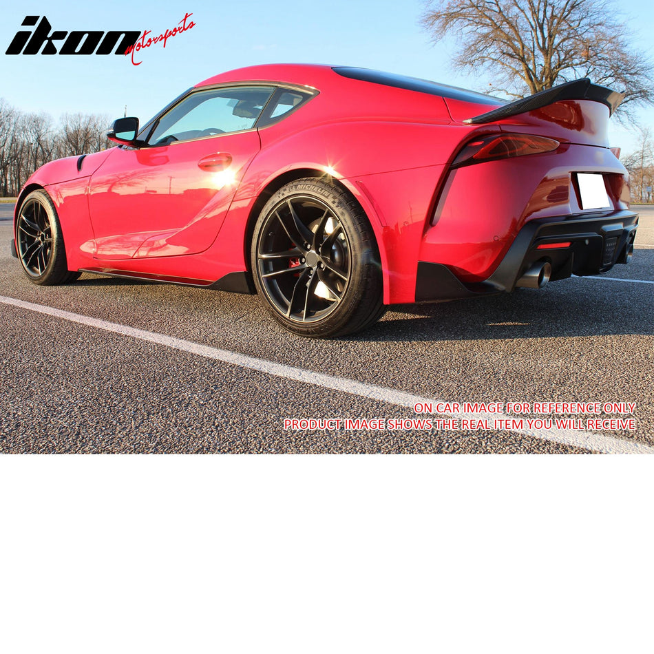 IKON MOTORSPORTS, Trunk Spoiler Compatible with 2020-2025 Toyota Supra & GR Supra A90 A91, V Style Gloss Black ABS Plastic Rear Trunk Lid Spoiler Wing Lip