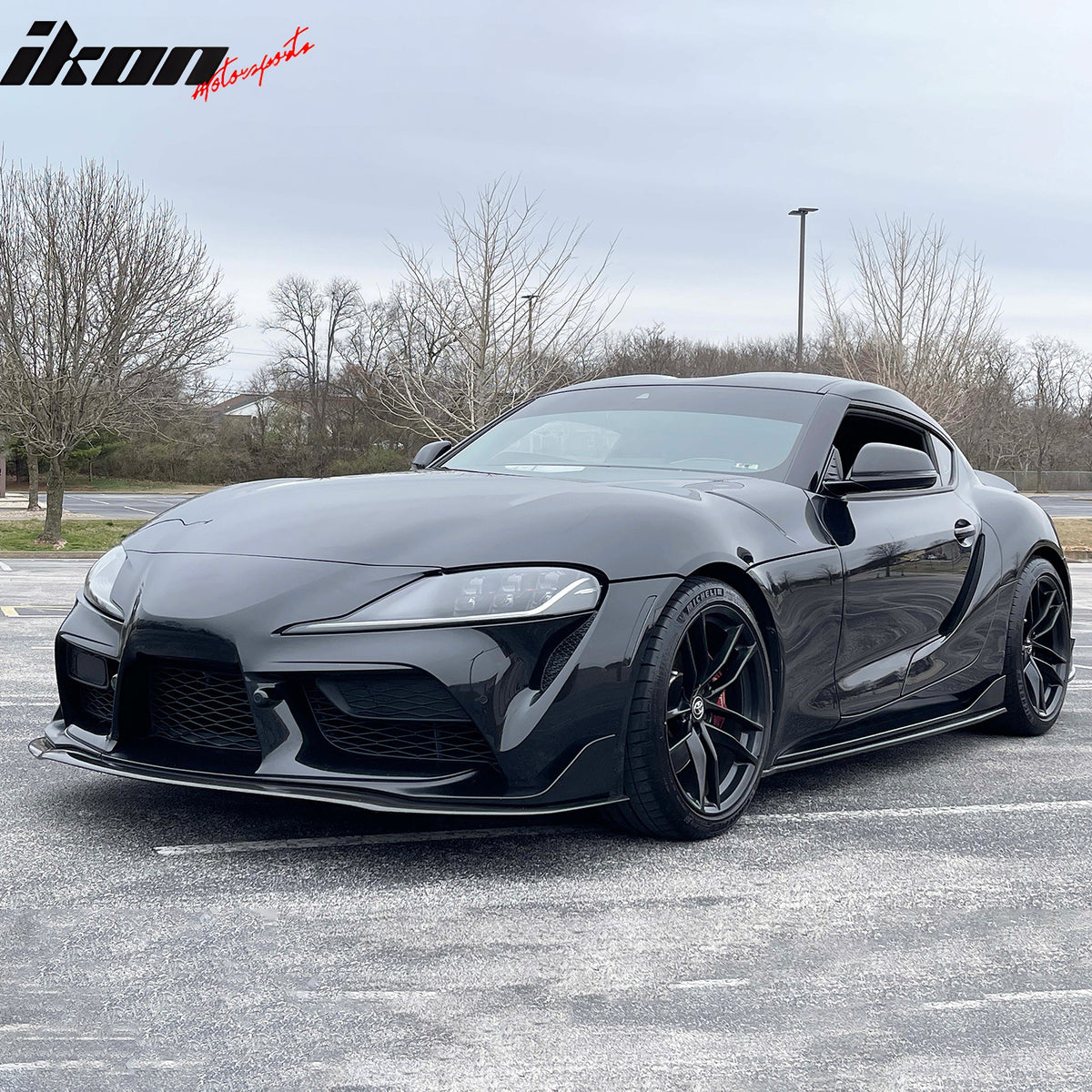IKON MOTORSPORTS Front Bumper Lip, Compatible with 2020-2025 Toyota GR Supra A90 A91, IKON Style Gloss Real Carbon Fiber Air Dam Chin Spoiler Protector Splitter