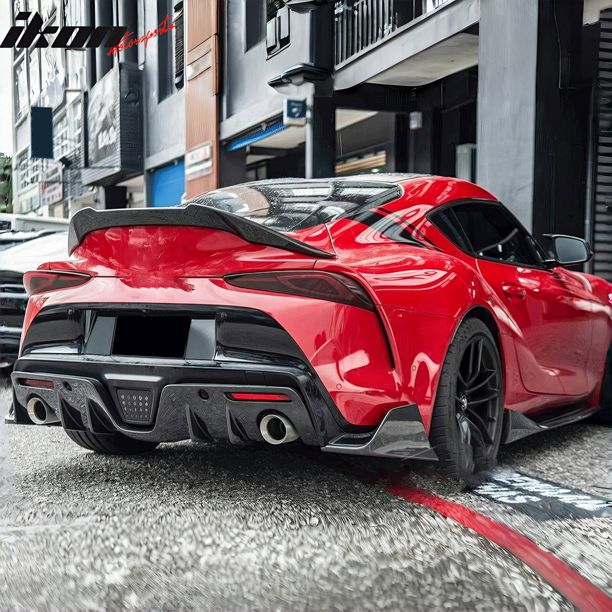 Fits 20-25 Toyota GR Supra A90 A91 AG Style Rear Bumper Apron Gloss Carbon Fiber