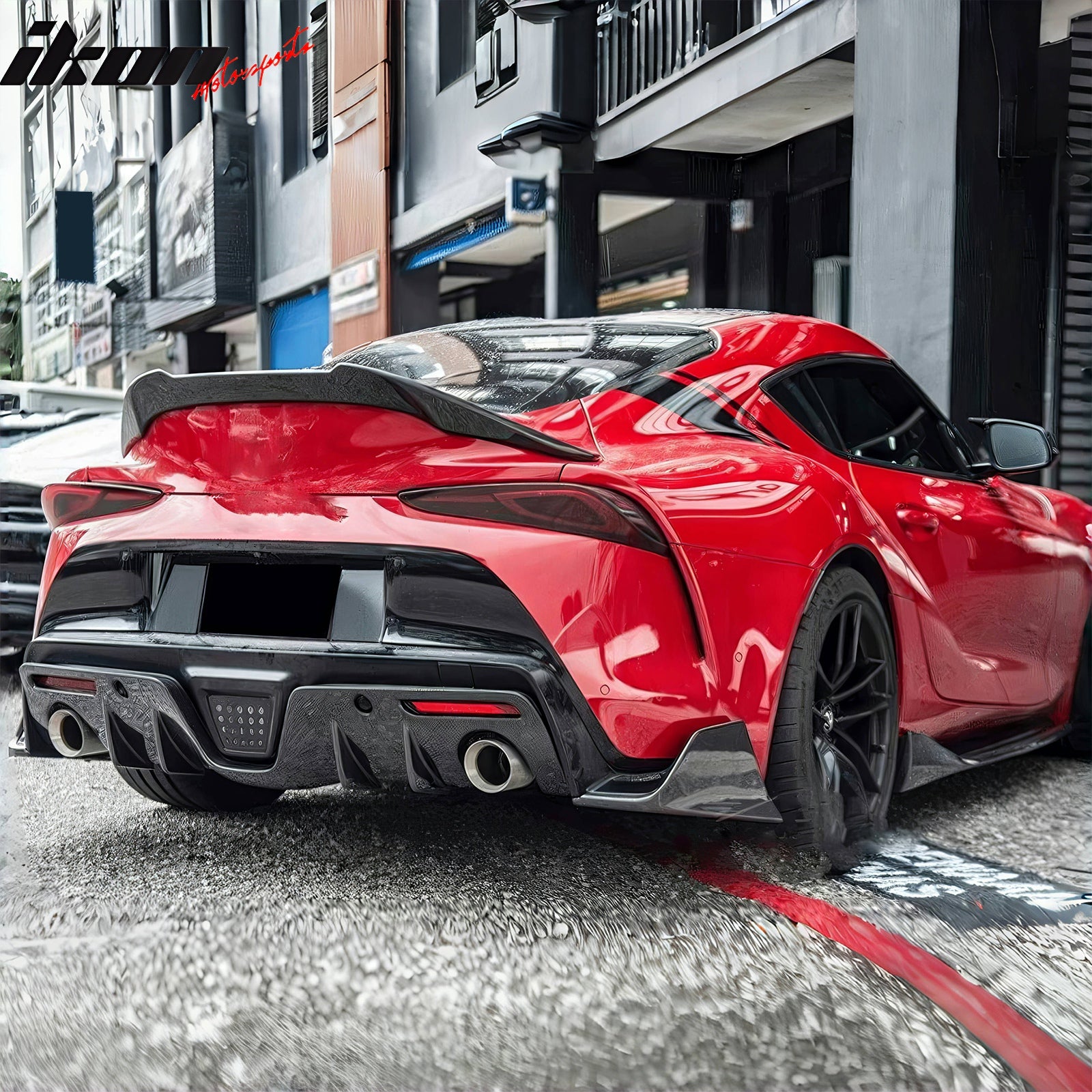 Fits 20-25 Toyota GR Supra A90 A91 AG Style Rear Bumper Apron Gloss Carbon Fiber
