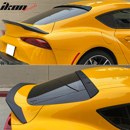 IKON MOTORSPRTS, Roof Spoiler Compatible With 2020-2025 Toyota GR Supra J29 & Supra, Rear Top Window Visor Real Carbon Fiber Wing Deflector Trim 1PC, 2021 2022