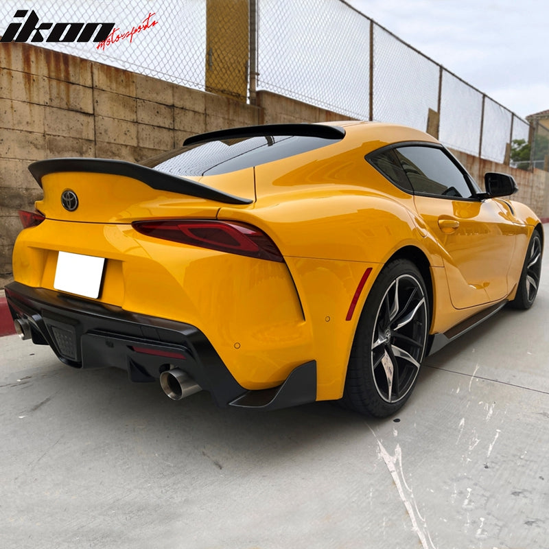 IKON MOTORSPORTS, Roof Spoiler Compatible With 2020-2025 Toyota GR Supra & Supra J29 MK5, V2 Style Painted Matte Black ABS Plastic Rear Window Visor Spoiler, 2021