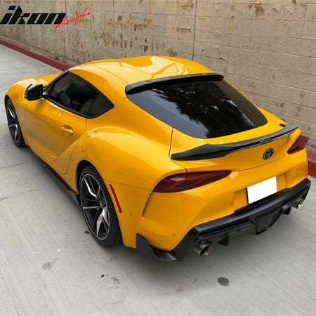 IKON MOTORSPORTS, Trunk Spoiler Compatible With 2020-2025 Toyota GR Supra & Supra J29 MK5, TRD Style Painted Black #202 ABS Plastic Rear Spoiler, 2021