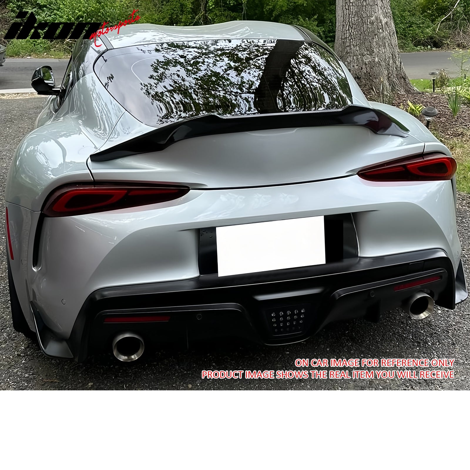 IKON MOTORSPORTS, Trunk Spoiler Compatible with 2020-2025 Toyota Supra & GR Supra A90 A91, V Style Matte Black ABS Plastic Rear Trunk Lid Spoiler Wing Lip