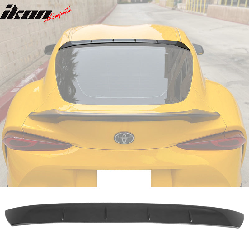 IKON MOTORSPORTS, Trunk Spoiler & Roof Lip Compatible With 2020-2025 Toyota GR Supra & Supra J29 MK5, Painted Matte Black ABS TRD Style Rear Spoiler & Rear Window Visor Spoiler, 2021