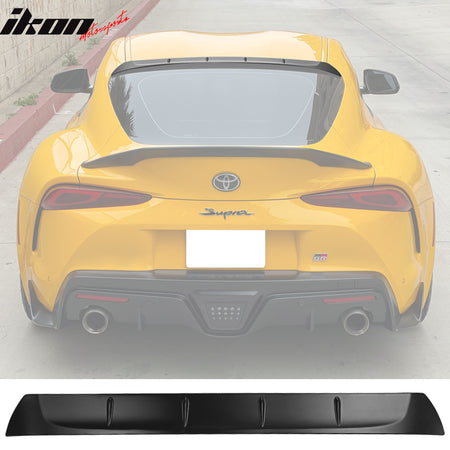 IKON MOTORSPORTS, Trunk Spoiler & Roof Lip Compatible With 2020-2025 Toyota GR Supra & Supra J29 MK5, Unpainted Black ABS TRD Style Rear Spoiler & Rear Window Visor Spoiler, 2021