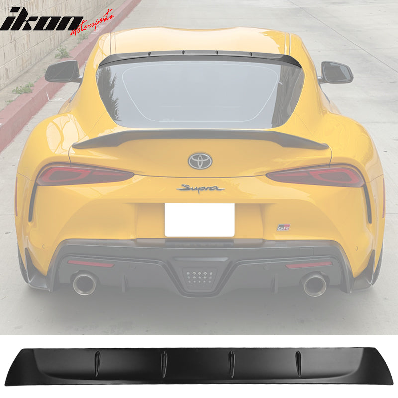 IKON MOTORSPORTS, Trunk Spoiler & Roof Lip Compatible With 2020-2025 Toyota GR Supra & Supra J29 MK5, Unpainted Black ABS TRD Style Rear Spoiler & Rear Window Visor Spoiler, 2021