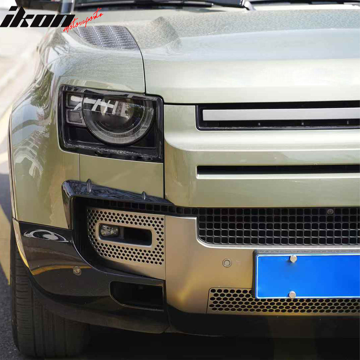 IKON MOTORSPORTS Fog Light Bezel, Compatible with 2020-2026 Land Rover Defender 90/110/130, IKON Style Gloss Black ABS Plastic Fog Lamp Decoration Trim 2PC Cover