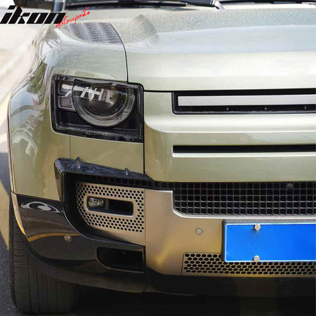 IKON MOTORSPORTS Fog Light Bezel, Compatible with 2020-2026 Land Rover Defender 90/110/130, IKON Style Gloss Black ABS Plastic Fog Lamp Decoration Trim 2PC Cover