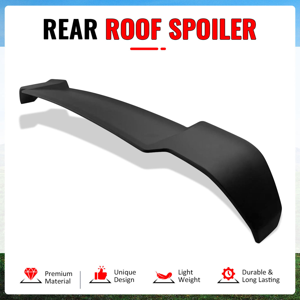Fits 20-26 Defender 90 110 130 V Style Matte Black Rear Window Roof Spoiler ABS