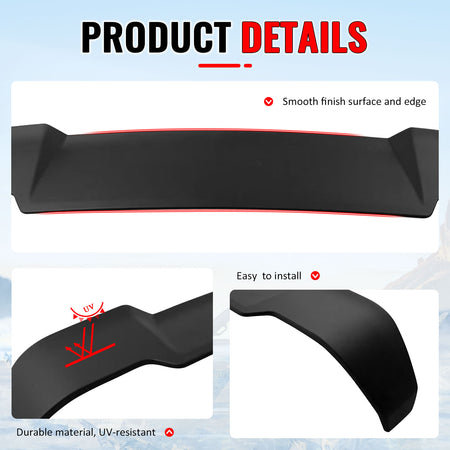 Fits 20-26 Defender 90 110 130 V Style Matte Black Rear Window Roof Spoiler ABS