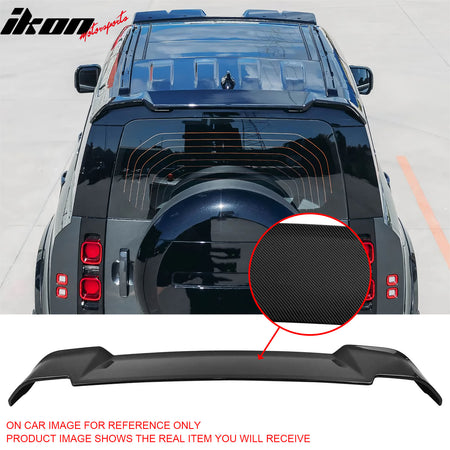 Fits 20-26 Defender 90 110 130 V Style Carbon Fiber Print Rear Roof Spoiler ABS