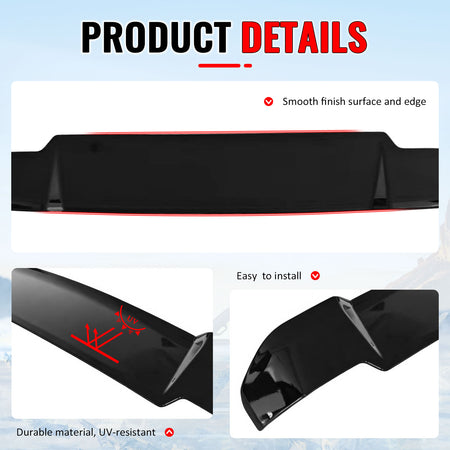 Fits 20-26 Defender 90 110 130 V Style Gloss Black Rear Window Roof Spoiler ABS