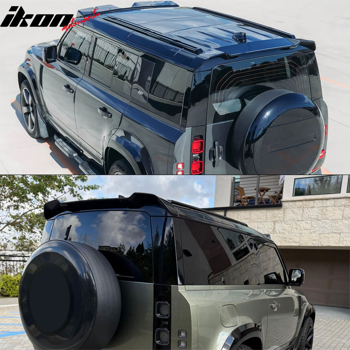 Fits 20-26 Defender 90 110 130 V Style Gloss Black Rear Window Roof Spoiler ABS