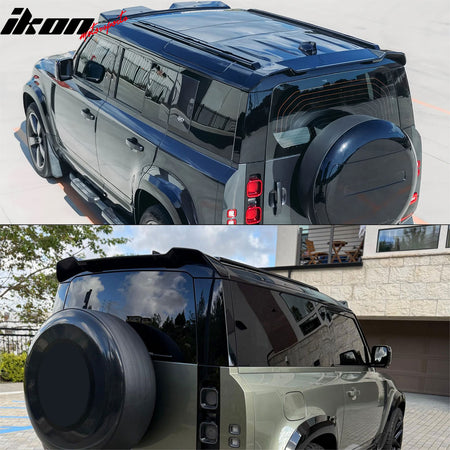 Fits 20-26 Defender 90 110 130 V Style Gloss Black Rear Window Roof Spoiler ABS