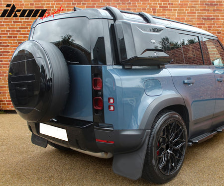 IKON MOTORSPORTS Rear Spare Tire Cover Portecor, Compatible with 2020-2026 Land Rover Defender 90 110 130, Gloss Black ABS + PVC Spare Tyer Wheel Cover Car Exterior Accessories