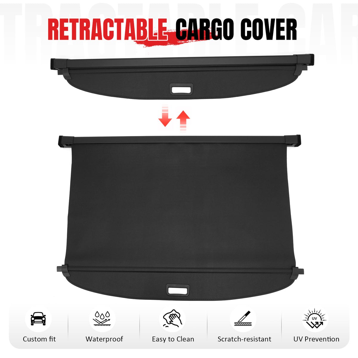Fits 20-26 VW Volkswagen Atlas Cross Sport Retractable Rear Cargo Cover Leather