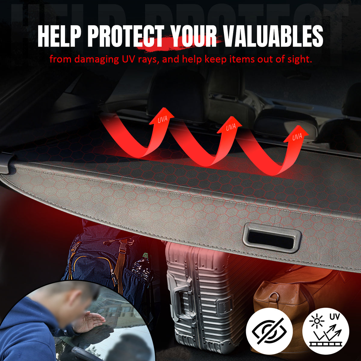 Fits 20-26 VW Volkswagen Atlas Cross Sport Retractable Rear Cargo Cover Leather