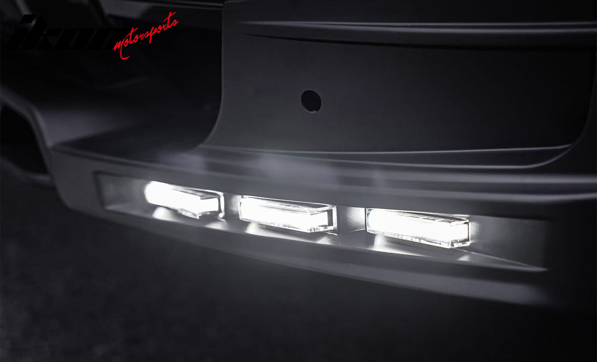 Fits 20-26 Land Rover Defender 90/110/130 Front Bumper Lip Gloss LED DRL Spoiler